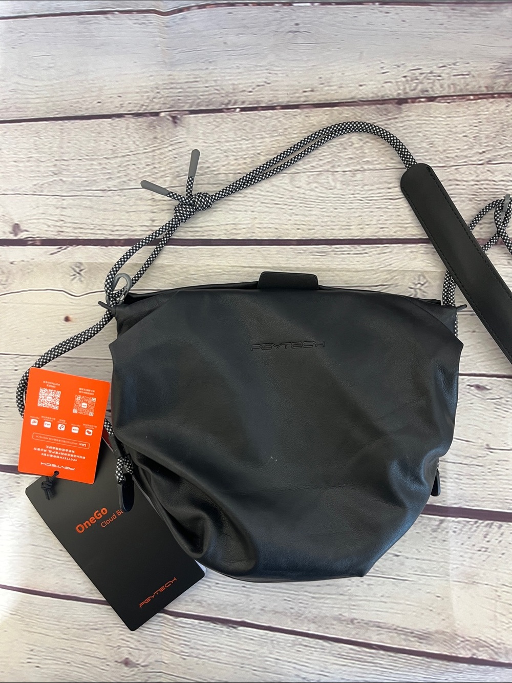 Pgytech Black Crossbody Bag with Rope Strap